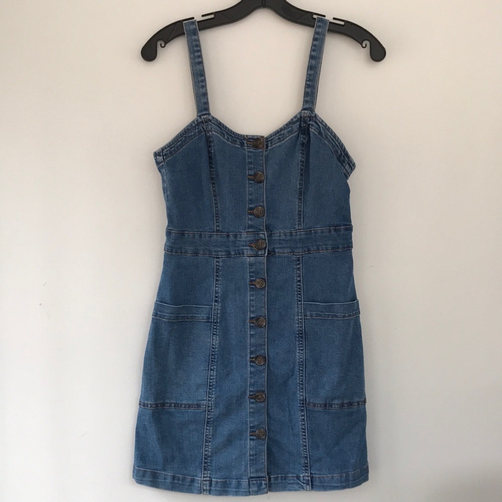 Y2K Button Down Jean Mini Dress with pockets size Medium